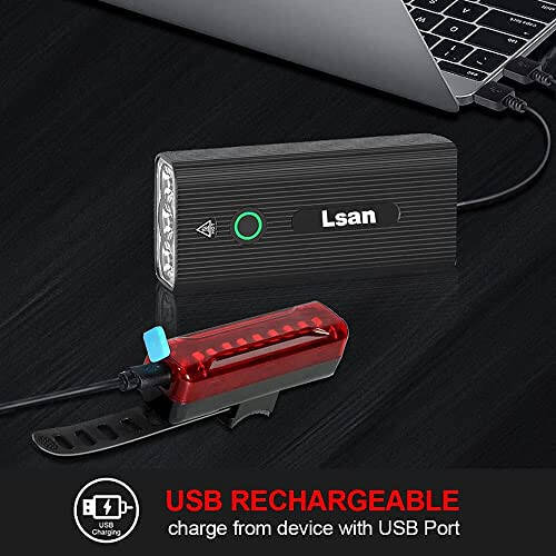 Super Bright Bike Lights for Night Riding,Bike Lights Front and Back,3 LED USB Rechargeable Bicycle Light,Bike Headlight with Power Bank Function,IPX5 Waterproof,3+5 Light Modes - 9
