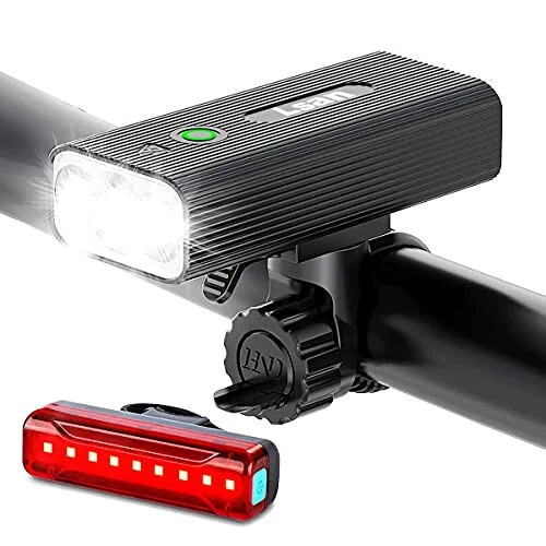 Super Bright Bike Lights for Night Riding,Bike Lights Front and Back,3 LED USB Rechargeable Bicycle Light,Bike Headlight with Power Bank Function,IPX5 Waterproof,3+5 Light Modes - Lsan