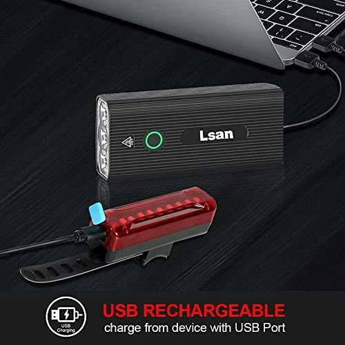 1200 Lumens Bike Lights Front and Back, 3 LED USB Rechargeable Bicycle Light, Super Bright Bike Lights for Night Riding, Bike Headlight with Power Bank Function, IPX5 Waterproof, 3+5 Light Modes - 9