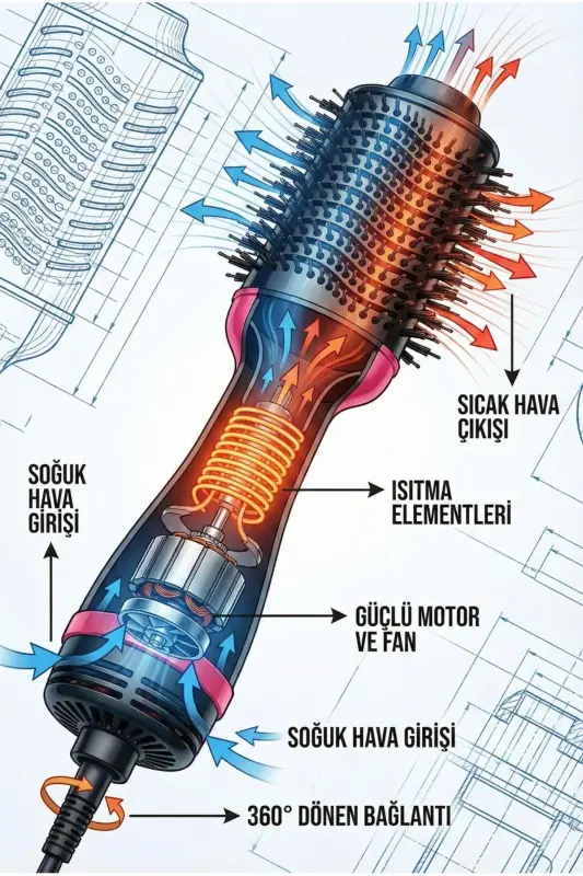 1200w Профессиональный фен с расческой для выпрямления волос Фен для укладки волос - 4