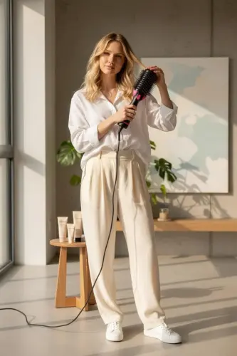 1200w Профессиональный фен с расческой для выпрямления волос Фен для укладки волос - 5