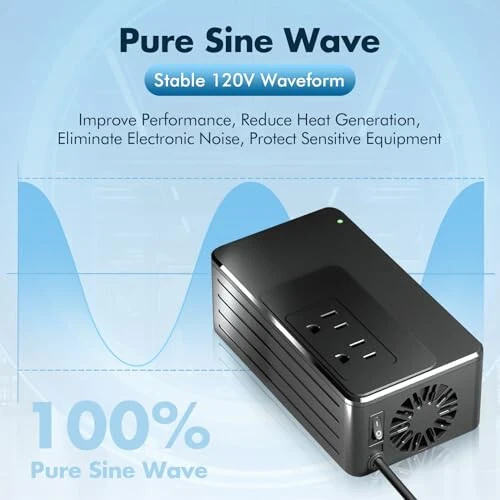 1200W Universal Travel Adapter Converter Step-Down 220V to 110V, 2 lbs Light Weight, Stable Pure Sine Wave, for Hair dryers, straighteners, Curling Irons, Coffee Makers (Black) - Ambertronix (1)