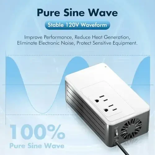 1200W Universal Travel Adapter Converter Step-Down 220V to 110V, 2 lbs Light Weight, Stable Pure Sine Wave, for Hair dryers, straighteners, Curling Irons, Coffee Makers (White) - 7