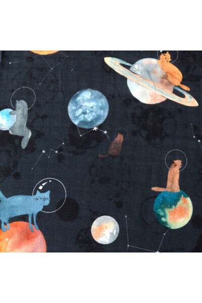 120x120 Galaxy Cat Muslin Multi-Purpose Cover 1 Piece - 3