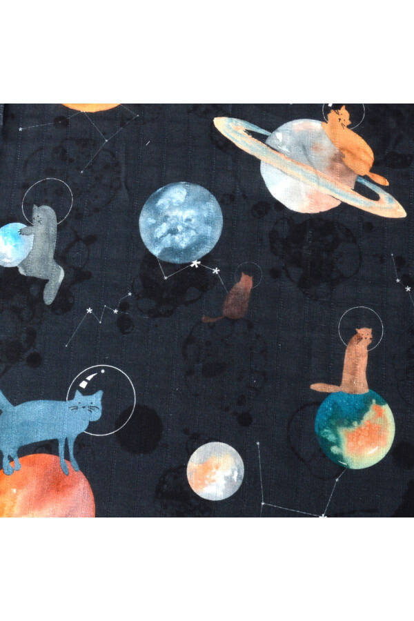 120x120 Galaxy Cat Muslin Multi-Purpose Cover 1 Piece - 3