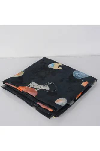 120x120 Galaxy Dog Müslin Çok Amaçlı Örtü 1 Adet - Siyah - HOME HARMONY (1)