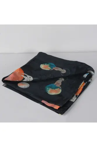 120x120 Galaxy Dog Muslin Multi-Purpose Cover 1 Piece - Black - 1