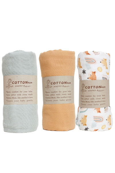 120x120 Triple Muslin Baby Blanket, Natural Cotton Muslin Blanket Set, Muslin Swaddle Blanket - YUMURCAKEVİ