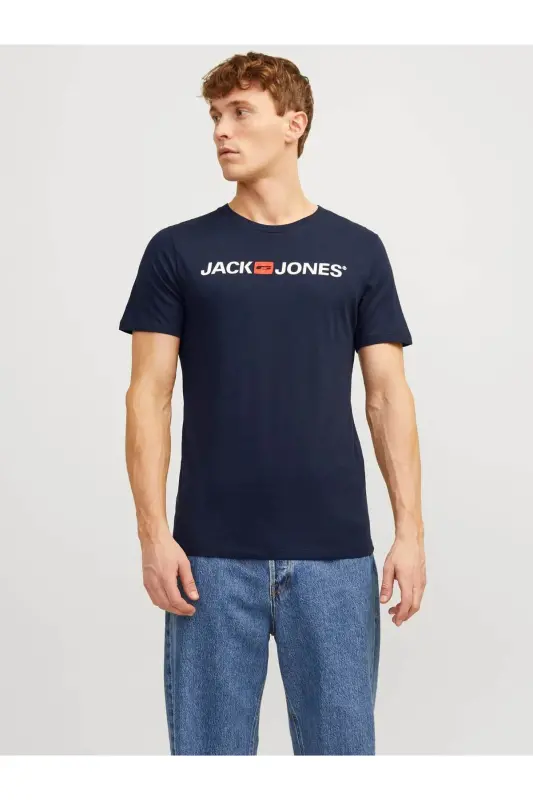 12137126 Erkak Jjecorp Logo Tee Ss Crew Neck Noos T-shirt-Navy Blazer - 1
