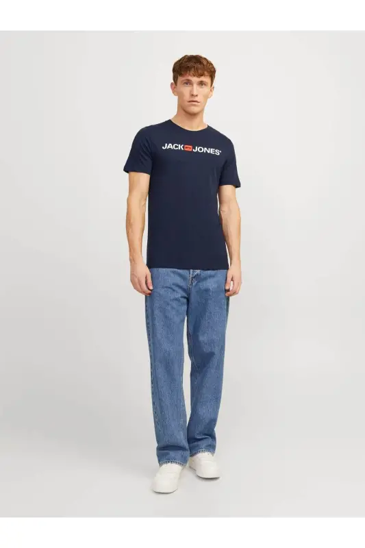 12137126 Erkak Jjecorp Logo Tee Ss Crew Neck Noos T-shirt-Navy Blazer - 5