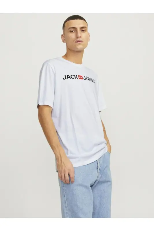 12137126 Erkek Jjecorp Logo Tee Ss Crew Neck Noos T-shirt-Beyaz - 5