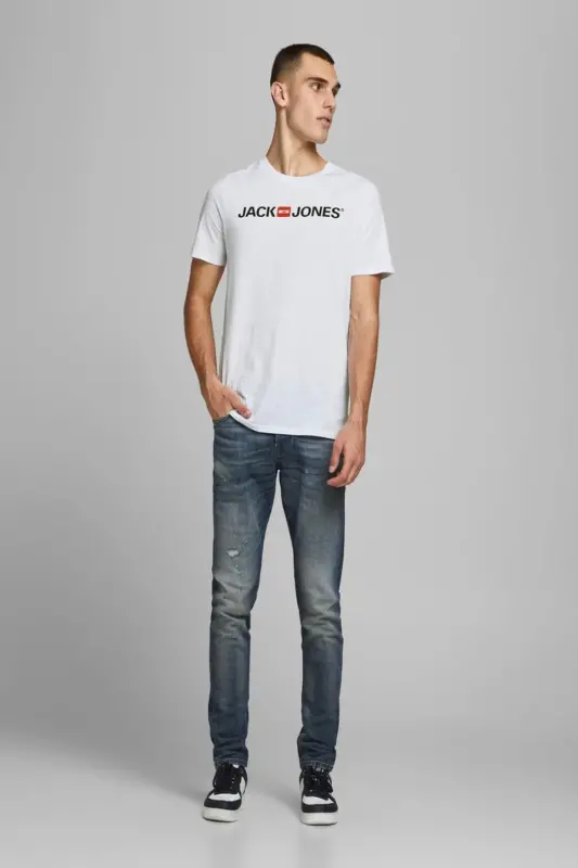 12137126 Erkek Jjecorp Logo Tee Ss Crew Neck Noos T-shirt-Beyaz - 6