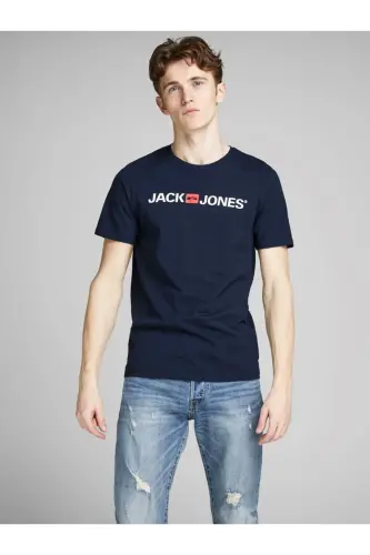 12137126 Erkek Jjecorp Logo Tee Ss Crew Neck Noos T-shirt-LACİVERT - 3