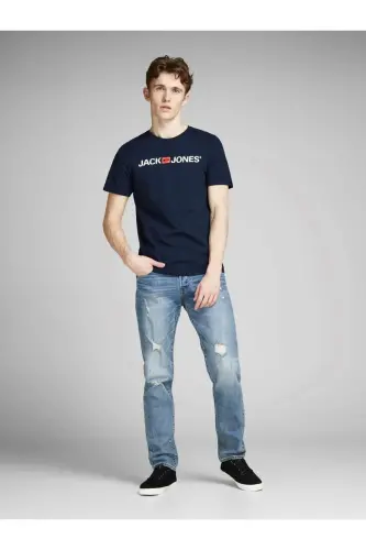 12137126 Erkek Jjecorp Logo Tee Ss Crew Neck Noos T-shirt-LACİVERT - 7
