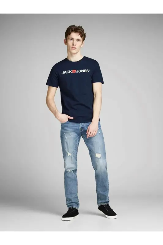12137126 Erkek Jjecorp Logo Tee Ss Crew Neck Noos T-shirt-LACİVERT - 7