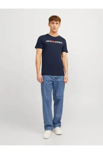 12137126 Erkek Jjecorp Logo Tee Ss Crew Neck Noos T-shirt-Navy Blazer - 5