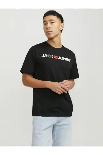12137126 Erkek Jjecorp Logo Tee Ss Crew Neck Noos T-shirt-Siyah 