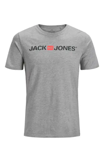 12137126 Jjecorp Logo Tee Ss Crew Neck Noos Erkak T-shirt Light Grey Melange/slım Fıt-Light Grey - 7