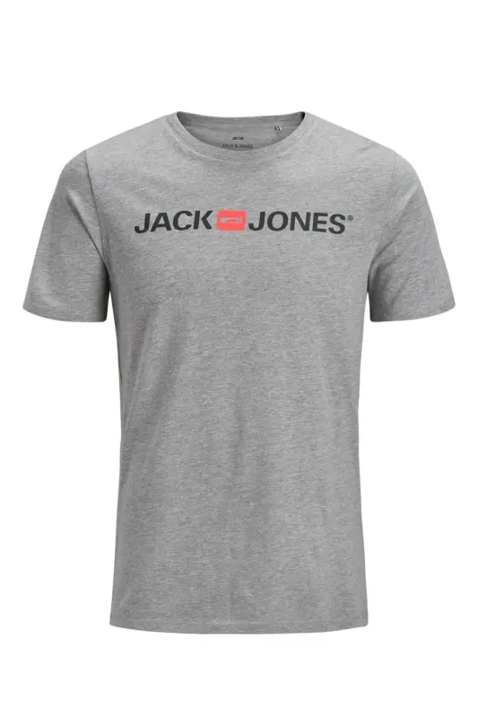 12137126 Jjecorp Logo Tee Ss Crew Neck Noos Erkak T-shirt Light Grey Melange/slım Fıt-Light Grey - 7