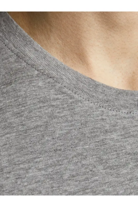 12137126 Jjecorp Logo Tee Ss Crew Neck Noos Erkek T-shirt Light Grey Melange/slım Fıt-Light Grey - 4