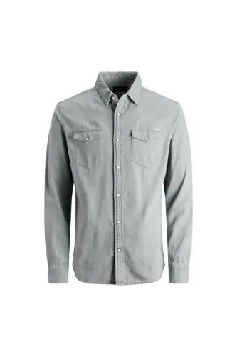 12138115 Erkek Jjesherıdan Shırt L/s Noos Denim Gömlek - Light Grey Denim - 2