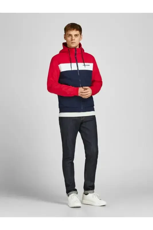 12200208 Jjerush Blocking Hood Bomber Noos Erkak Mont True Red-True Red - 5