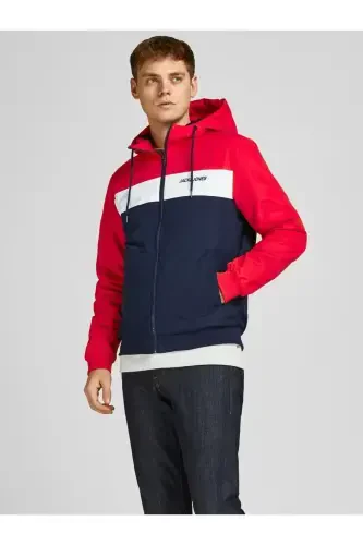 12200208 Jjerush Blocking Hood Bomber Noos Erkek Mont True Red-True Red - 2