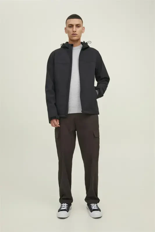 12212363 Jack Jones Jjemarvin Hooded Softshell Noos Men's Jacket Black - 1