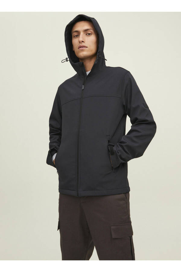 12212363 Jack Jones Jjemarvin Kapüşonlu Softshell Noos Erkek Mont Siyah - 1