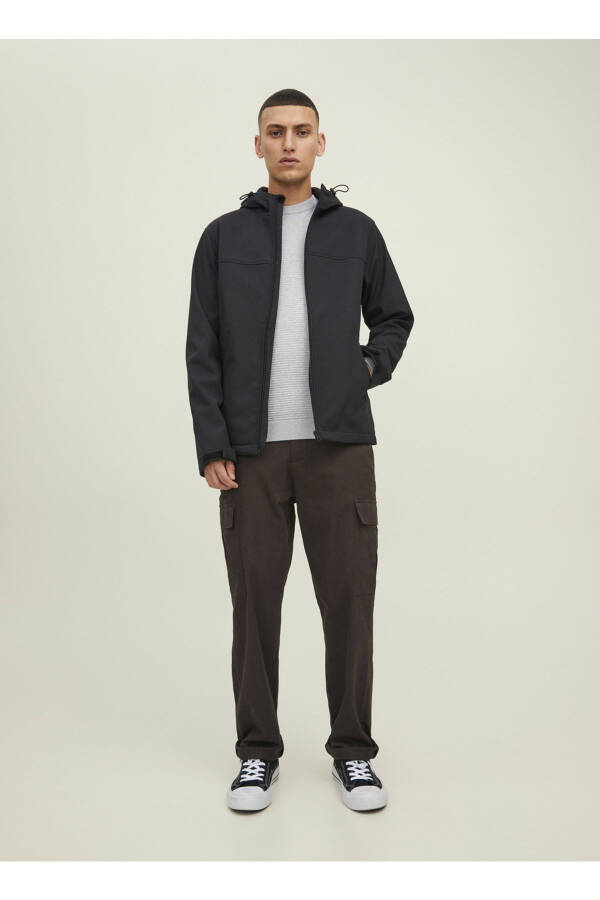 12212363 Jack Jones Jjemarvin Softshell Noos Hoodie Erkaklar Moni Qora - 2