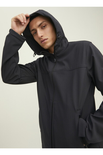 12212363 Jack Jones Jjemarvin Softshell Noos Hoodie Erkaklar Moni Qora - 3