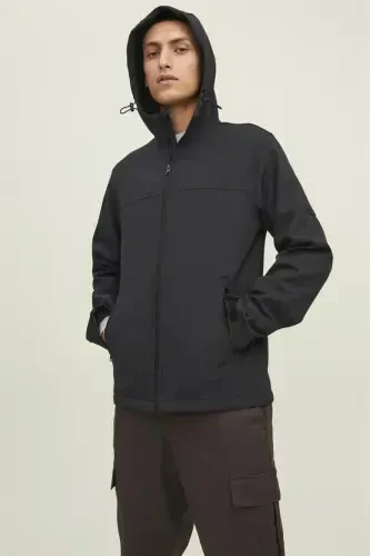 12212363 Jack Jones Jjemarvin Softshell Noos Hoodie Erkaklar Moni Qora - 5
