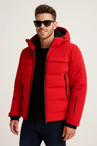 12225287 Jcotarwin Puffer Su Soğuk Geçirmez Mont Kırmızı - KIRMIZI 
