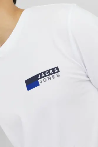 12233999 Jjecorp Logo Tee Play Ss O-neck Noos Ss Erkak T-shirt-White P4 Small Print - 3
