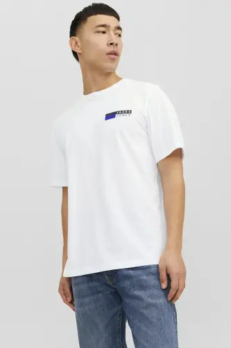 12233999 Jjecorp Logo Tee Play Ss O-neck Noos Ss Erkak T-shirt-White P4 Small Print - 4