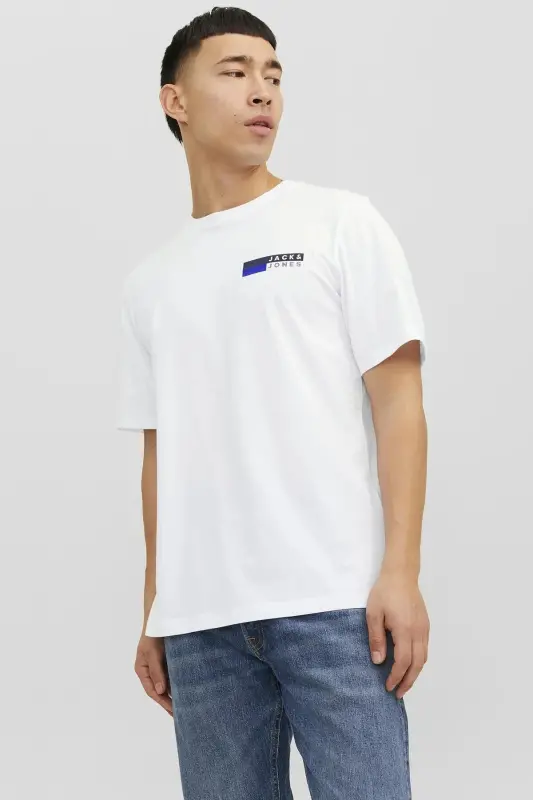 12233999 Jjecorp Logo Tee Play Ss O-neck Noos Ss Erkak T-shirt-White P4 Small Print - 4