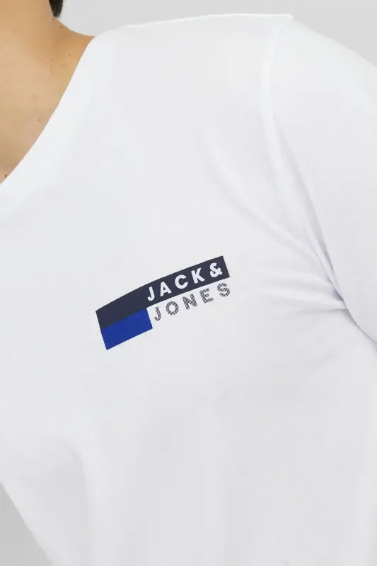 12233999 Jjecorp Logo Tee Play Ss O-neck Noos Ss Erkek T-shirt-White P4 Small Print - 3