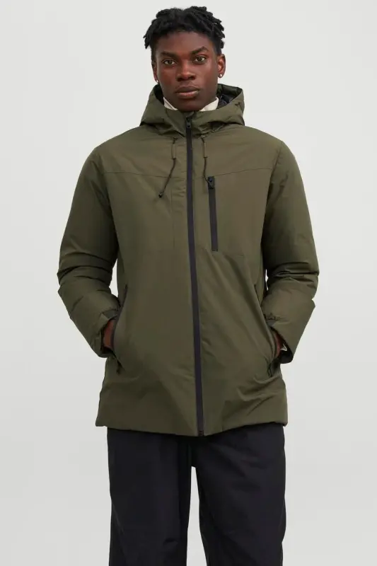12243225-fw Jcopayne Parka Ln Erkak Parka Kabani-Olive Night - JACK & JONES