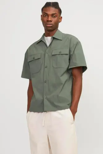 12251280 Jcoaltıtude Relaxed Fit Shirt Ss Мужская рубашка-Agave Green 