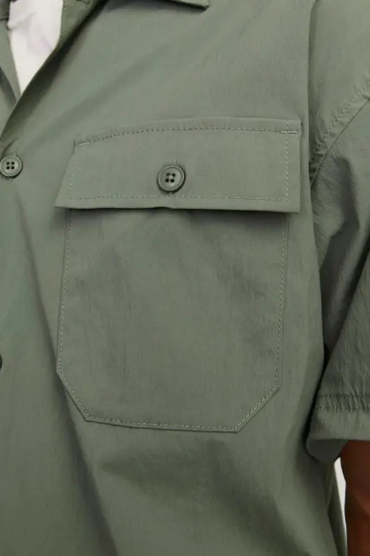 12251280 Jcoaltıtude Relaxed Fit Shirt Ss Мужская рубашка-Agave Green - 4