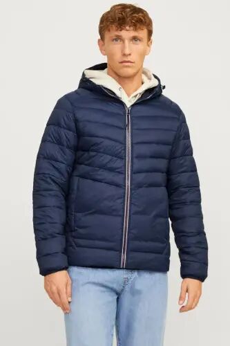 12258441 Jjesprınt Puffer Hood Noos Erkek Şişme Mont - Navy Blazer TRUE RED STITCHES - 1