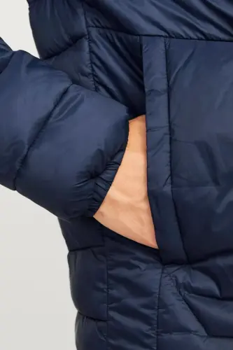 12258441 Jjesprınt Puffer Hood Noos Erkek Şişme Mont - Navy Blazer TRUE RED STITCHES - 5