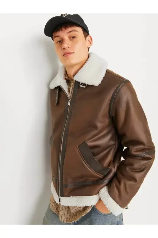 12261819 fur lined jacket-BROWN - 5