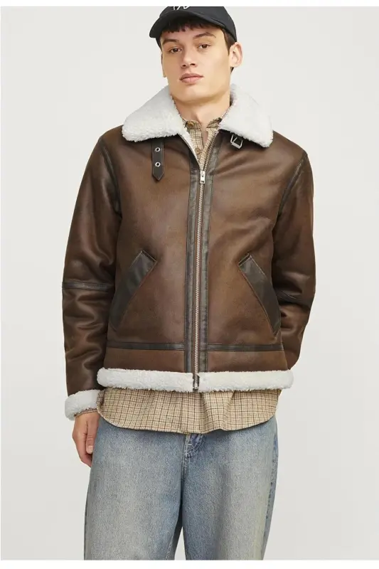 12261819 fur lined jacket-BROWN - 2