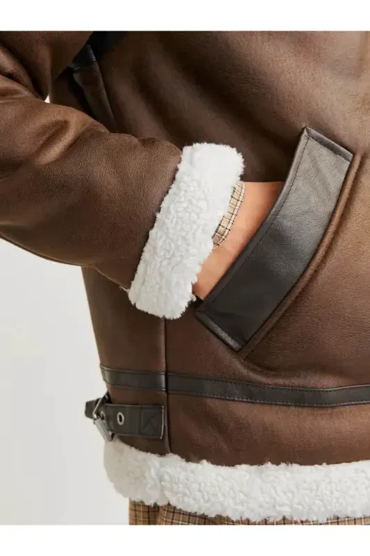 12261819 içi kürklü ceket-KAHVE - 4