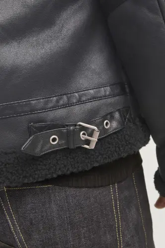 12261819 içi kürklü ceket-SİYAH - 3