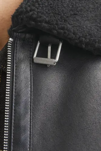 12261819 içi kürklü ceket-SİYAH - 6