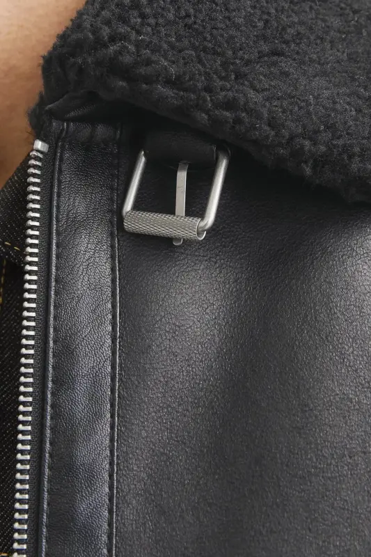 12261819 içi kürklü ceket-SİYAH - 6