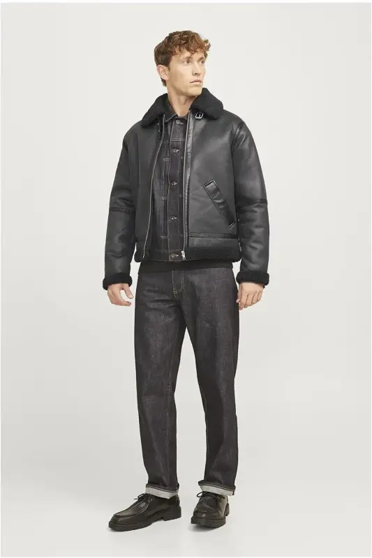 Jack&Jones Orıgınals Jorcole Avıator Erkek Mont 12261819 - SİYAH - 2