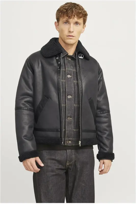 Jack&Jones Orıgınals Jorcole Avıator Erkek Mont 12261819 - SİYAH - JACK & JONES